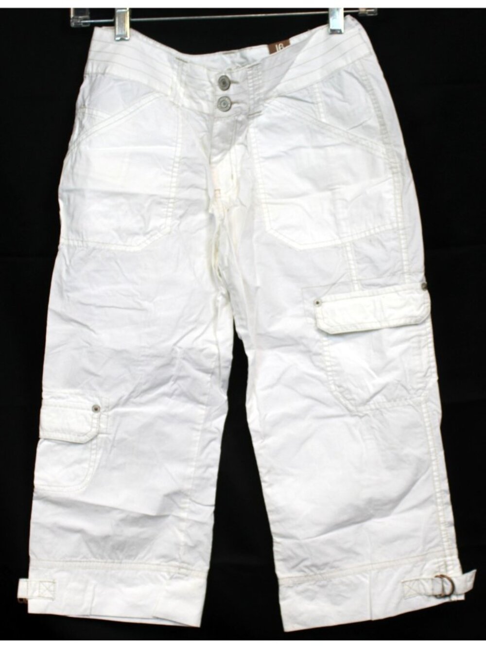 Limited Too White Pants sz 16R Lightweight cotton Summer Cargo Capri Pockets NEW
